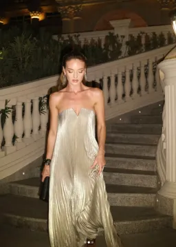 L'Idee Black Tie Gown Gold Shimmer Size 8 for rent on The Volte - image 5