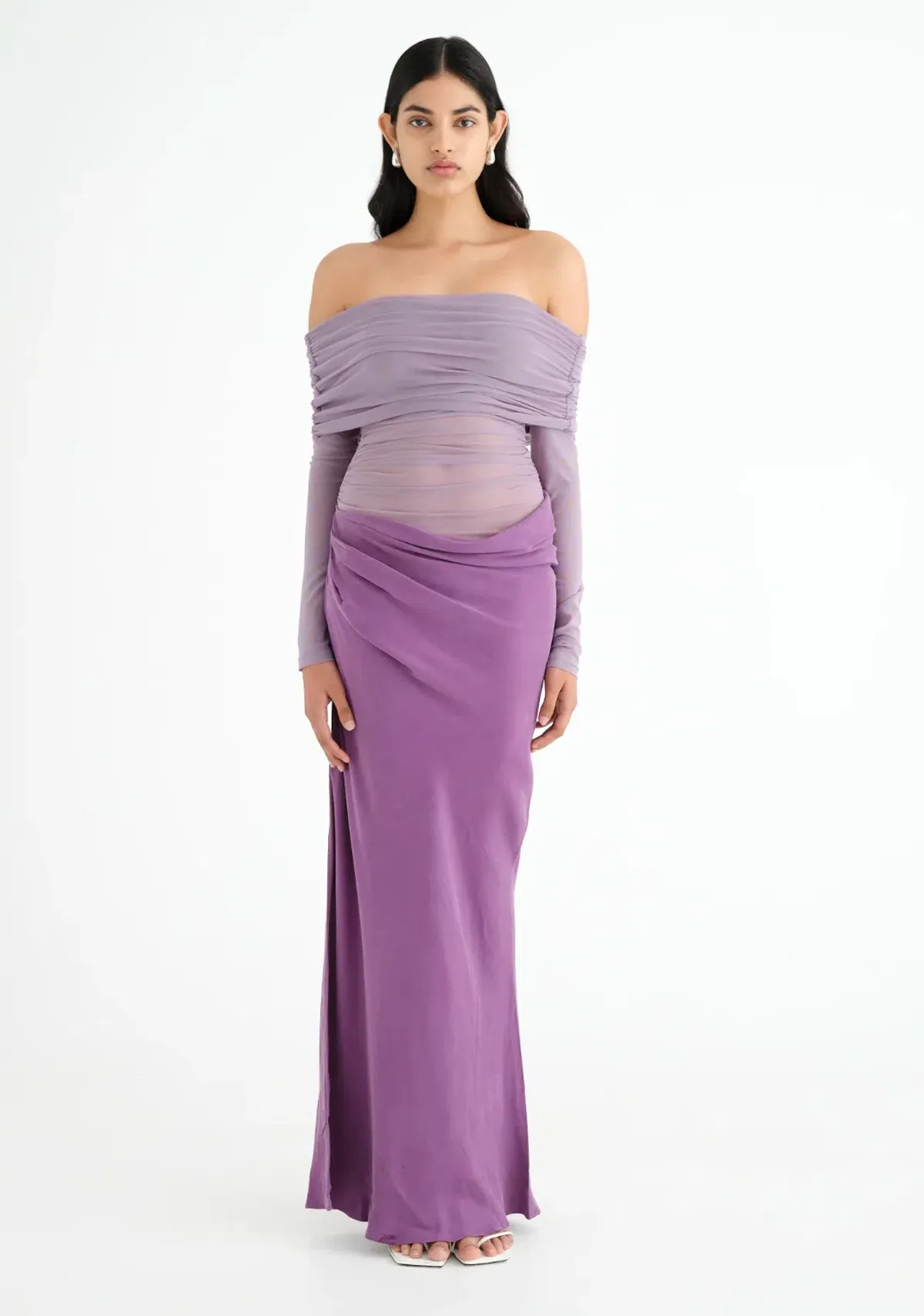 Benni Yasmin Off Shoulder Maxi Dress Vintage Orchid Purple Size 10 - Image 1