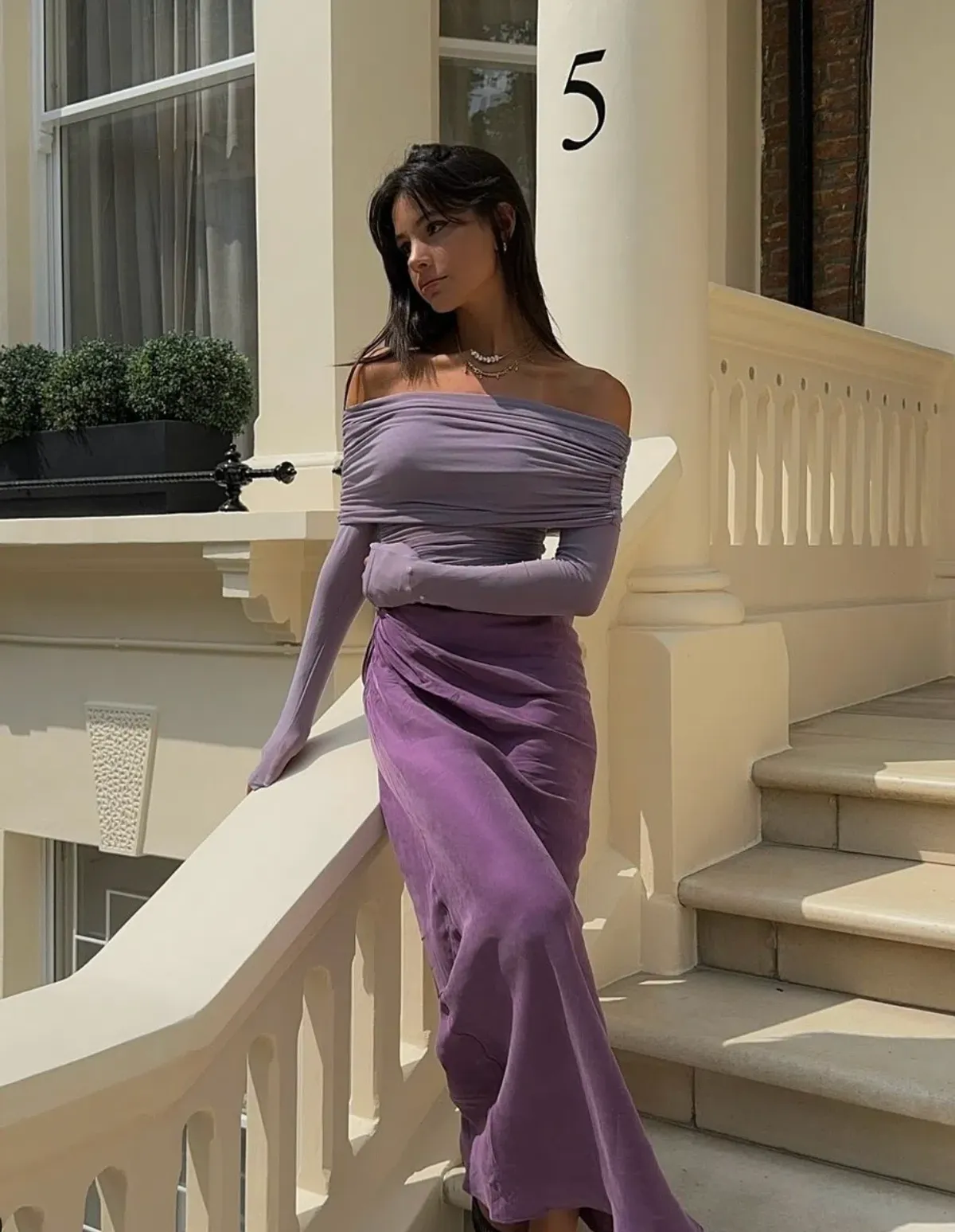 Benni Yasmin Off Shoulder Maxi Dress Vintage Orchid Purple Size 10 - Image 4