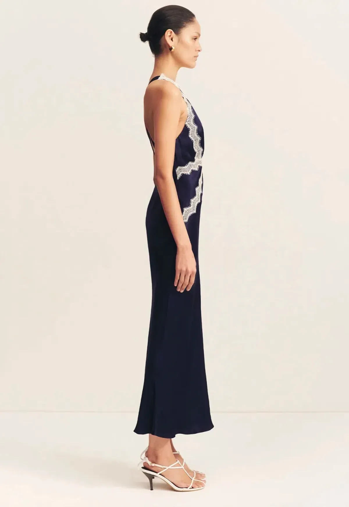 Shona Joy Camille Lace Cross Back Midi Dress in Deep Midnight/Ivory Size 6 - Image 6