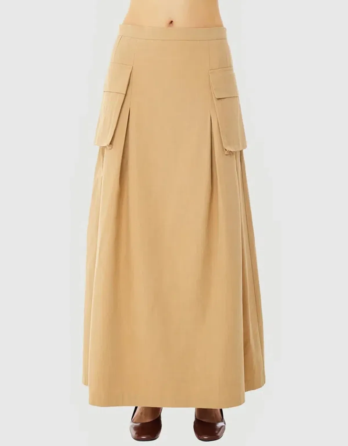 Find Me Now Cargo Pleated Maxi Skirt Beige Size 10 - Image 5