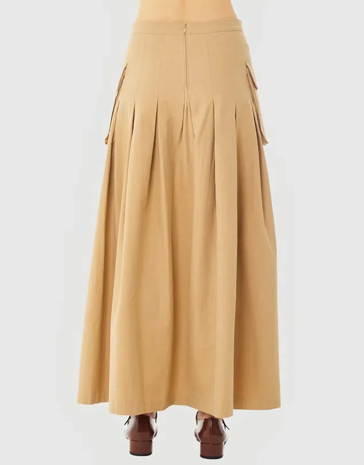 Find Me Now Cargo Pleated Maxi Skirt Beige Size 10 - Image 3