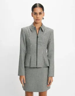 Cue Houndstooth Collared Peplum Jacket & A-Line Mini Skirt Power Suit Size 8 & 10 for rent on The Volte - image 4