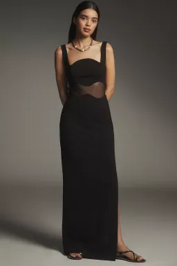 MISHA Damita Crepe & Mesh Maxi Dress Black Size 12 for rent on The Volte - image 1