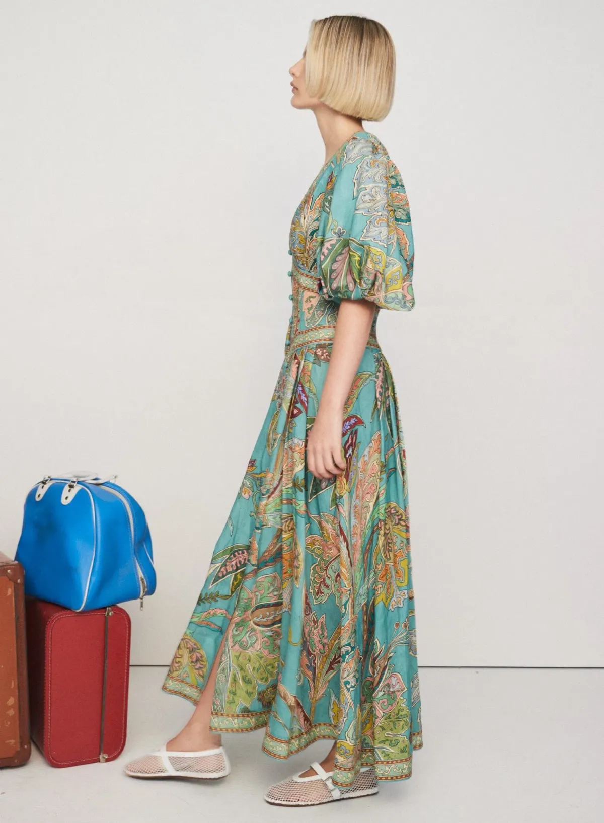 Alemais Franca Midi Dress Print Size 8 - Image 2