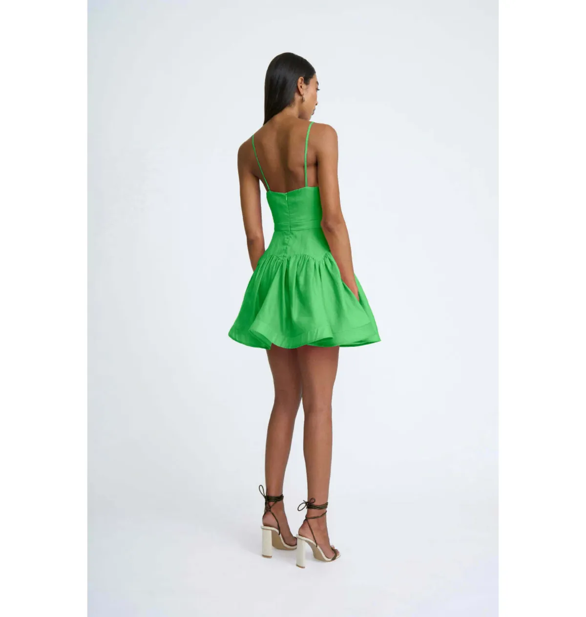 By Johnny Oriana Gather Panel Mini Dress Green Size AU 6  - Image 2