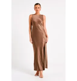 Meshki Gemima Satin Maxi Dress Brown Size S / AU 8 for rent on The Volte - image 1
