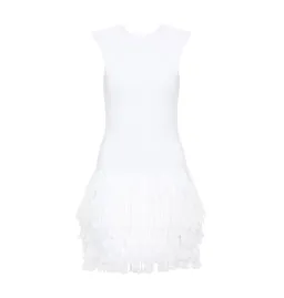 Aje Rushes Fringe Knit Mini Dress White Size AU 14 for rent on The Volte - image 4
