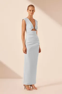 Shona Joy Lani Plunged Cut Out Maxi Dress Sky Ice Blue Size 12 for rent on The Volte - image 2