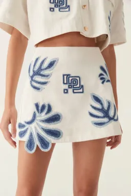 Aje Esprit Embroidered Skirt Size 10 and Top Size 6 Set Ivory-Blue  for rent on The Volte - image 5