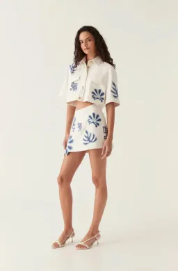 Aje Esprit Embroidered Skirt Size 10 and Top Size 6 Set Ivory-Blue  for rent on The Volte - image 2