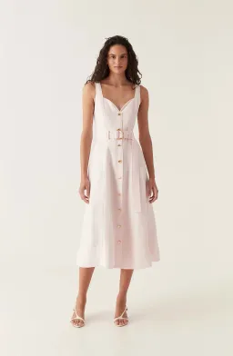 Aje Clay Belted Midi Dress in Pastel Pink Size 6 for rent on The Volte - image 1