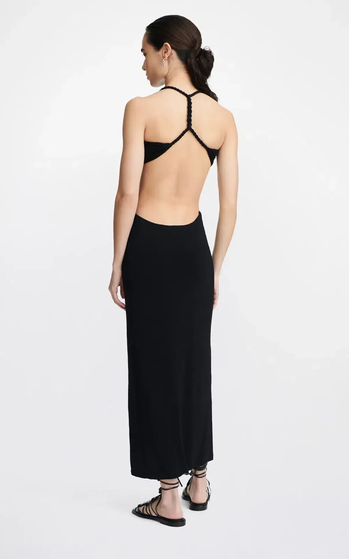 Dion Lee V Neck Rope Dress Black Size 10 - Image 3