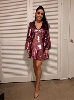 Alexis Renada Dress Pink Sequin Size 8 for rent on The Volte - image 1