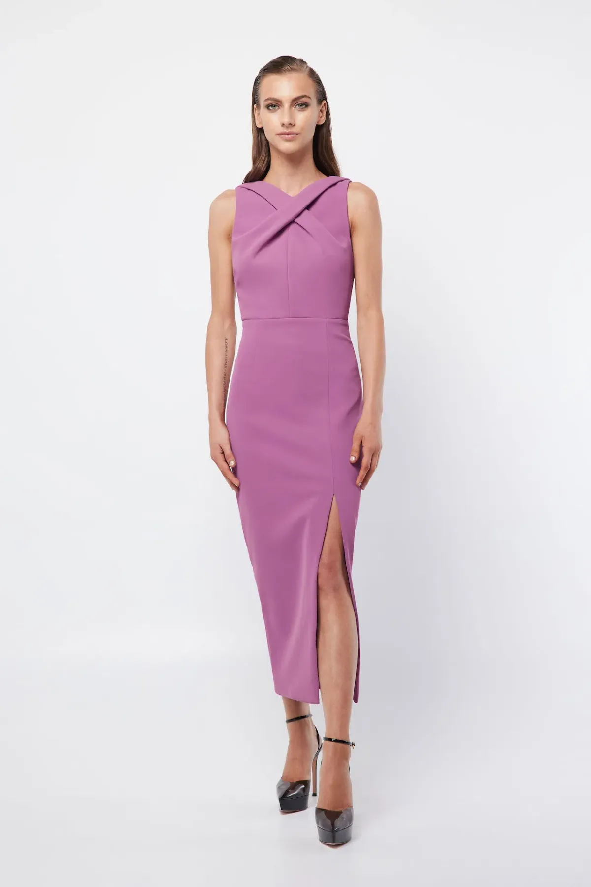 Mossman Virtuous Midi Dress in Mauve Size 8 - Image 1