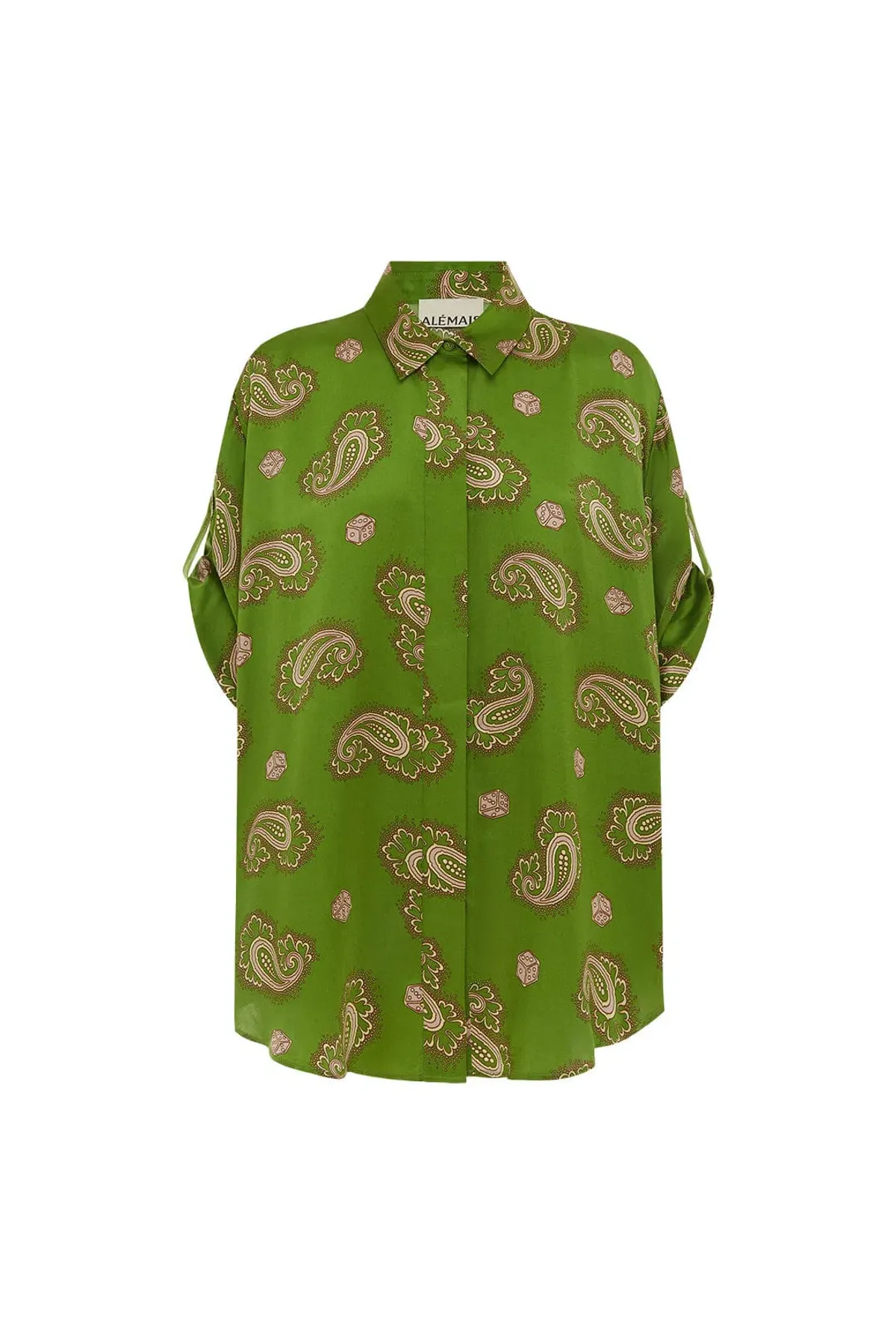 Alemais Dice Silk Shirt and Pant Set Green Size AU 14 - Image 4