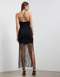 Rotate Birger Christensen Light Jersey Maxi Dress Black Size 10 for rent on The Volte - image 3