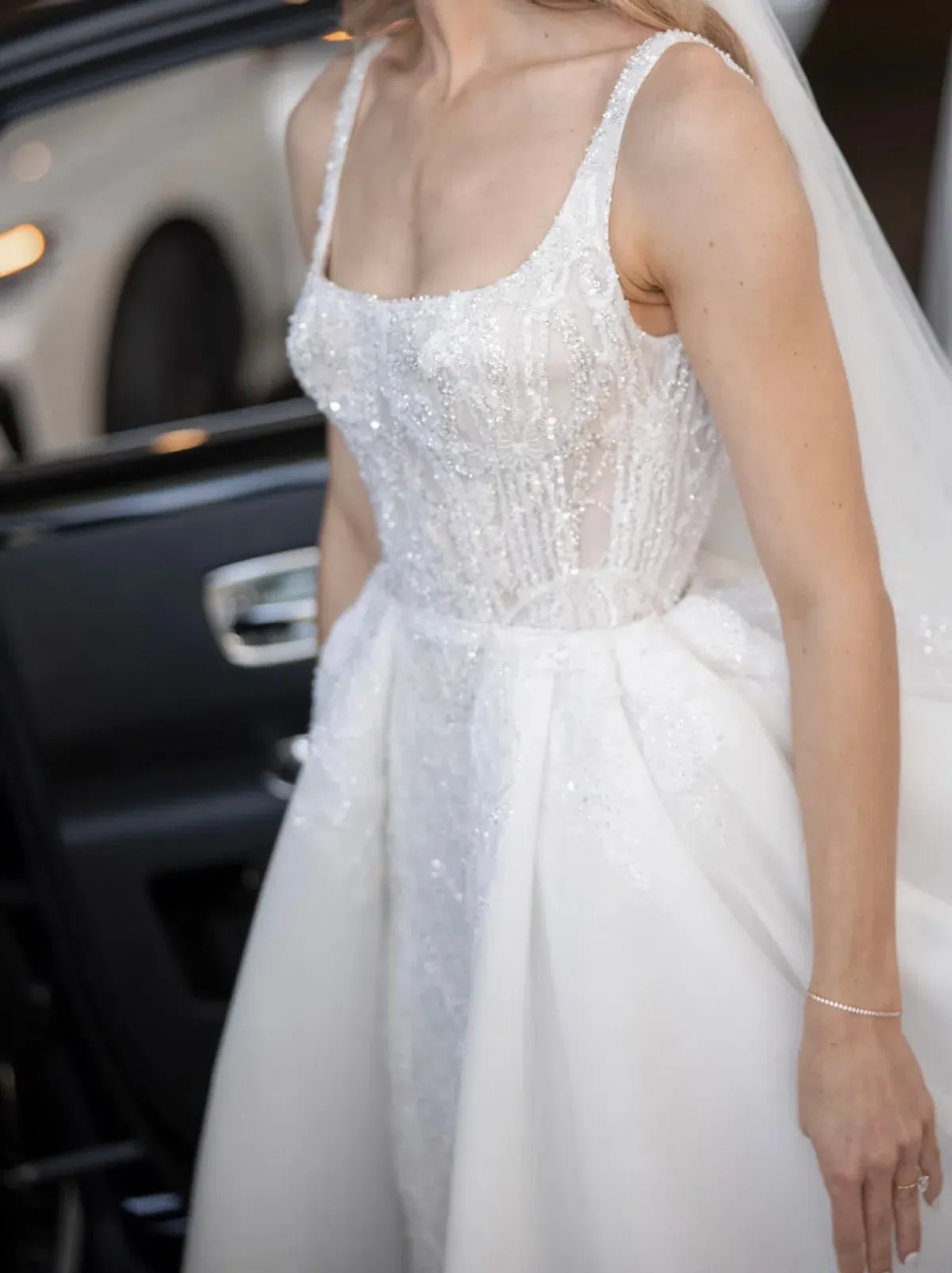 Pallas Couture Wedding Dress White Size 6 - Image 3