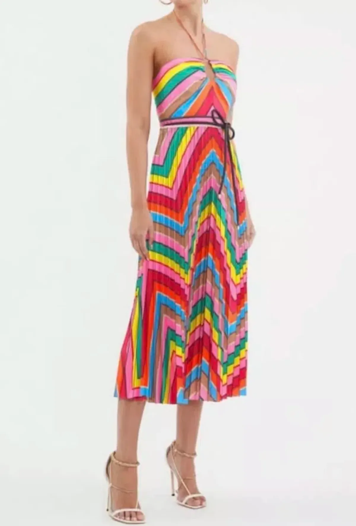 REBECCA VALLANCE DALI HALTER MIDI DRESS IN MULTI SIZE 10 - Image 2
