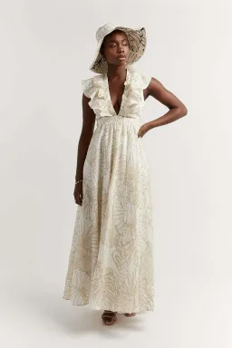 Dissh Malta Palm Frill Dress Print Size AU 8 for rent on The Volte - image 1