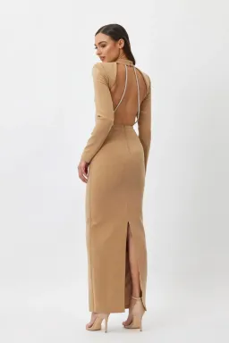 FOR SALE: BIANCA & BRIDGETT MACKENZIE BACKLESS DRESS BEIGE for rent on The Volte - image 2