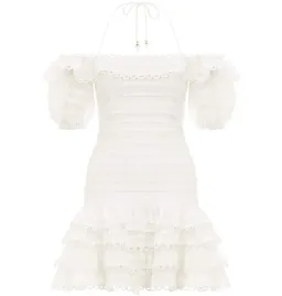 Zimmermann Allia Pintuck Short Dress Ivory Size 0P / AU 6 for rent on The Volte - image 3