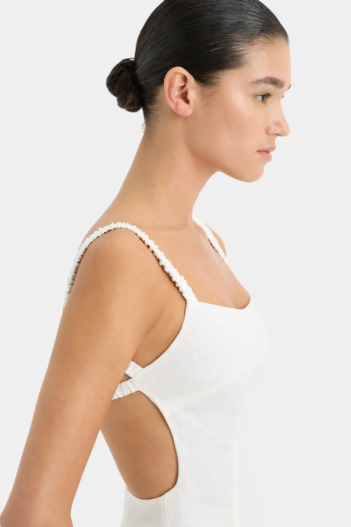 Sir the Label Primrose Ruched Midi Dress Ivory White Size 1 / AU 8 - Image 2