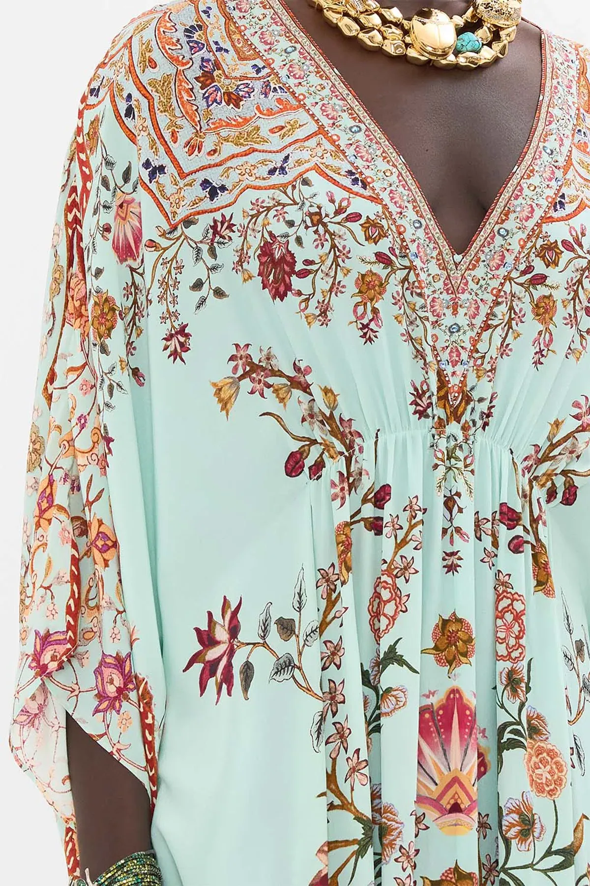 Camilla Weaving Worlds Gathered Waist Kaftan Floral One Size - Image 4