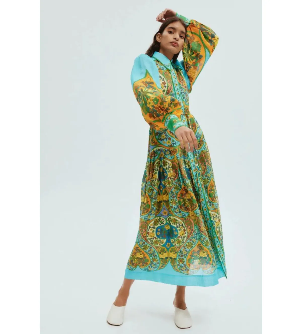 Alemais Sofie Midi Shirtdress Multi Floral Size 12 - Image 1