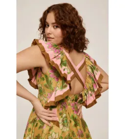 Alemais Winnie Ruffle Neck Midi Dress Floral Size 12 for rent on The Volte - image 3