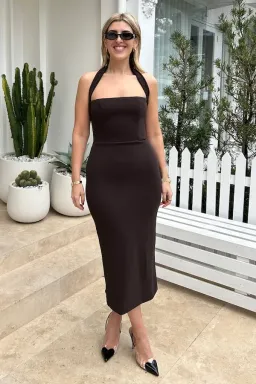 Effie Kats Meline Midi Dress Coffee Brown Size M / AU 10  for rent on The Volte - image 5