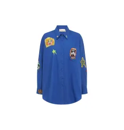 Alemais Players Embroidered Shirt Blue and Pants Ivory Set Size AU 16 for rent on The Volte - image 5