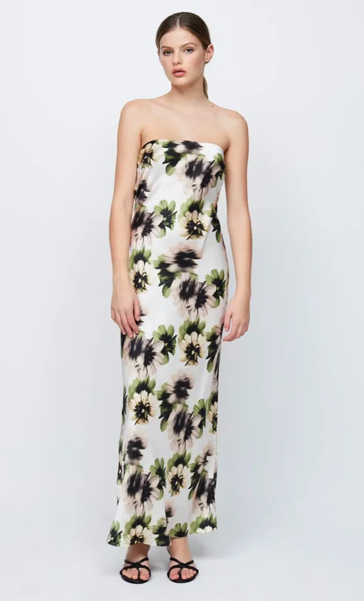 Bec & Bridge Bloom Silk Strapless Maxi in Ivory Floral Print Size 8 - Image 3