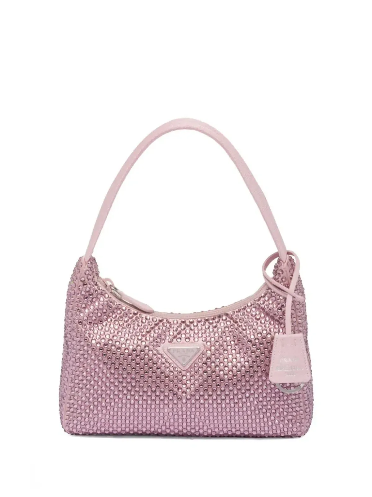 Prada Crystal Satin Mini Hobo Bag Pink - Image 1
