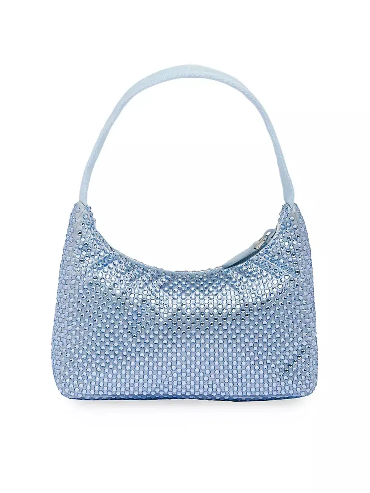 Prada Crystal Satin Mini Hobo Bag Blue - Image 2
