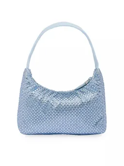 Prada Crystal Satin Mini Hobo Bag Blue for rent on The Volte - image 2