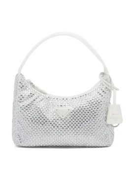 Prada Crystal Satin Mini Hobo Bag White for rent on The Volte - image 1