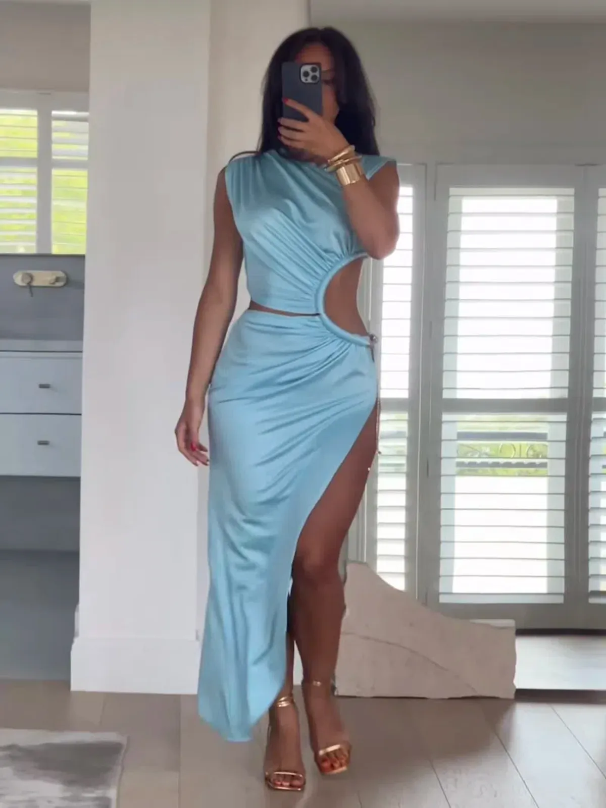 Bronx and Banco Jamilia Maxi Dress Light Blue Size 12 - Image 3