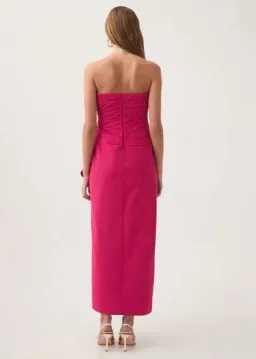Aje Roma Draped Midi Dress in Magenta Size 10 for rent on The Volte - image 2