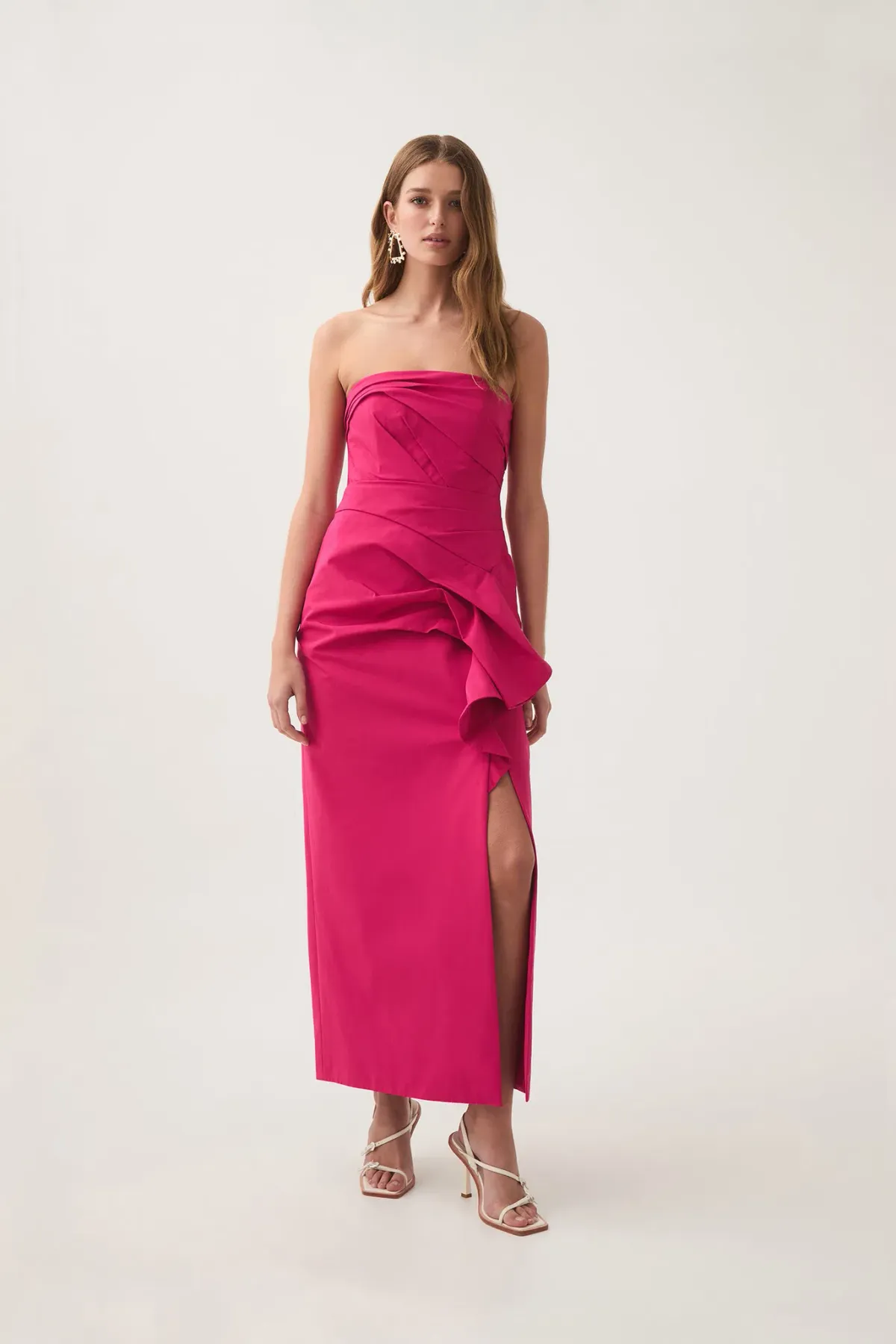 Aje Roma Draped Midi Dress in Magenta Size 10 - Image 1