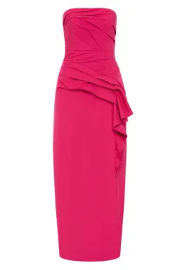 Aje Roma Draped Midi Dress in Magenta Size 10 for rent on The Volte - image 4