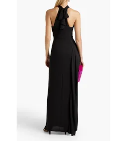 Halston Crepe Halter Neck Gown Black Size 12  for rent on The Volte - image 2