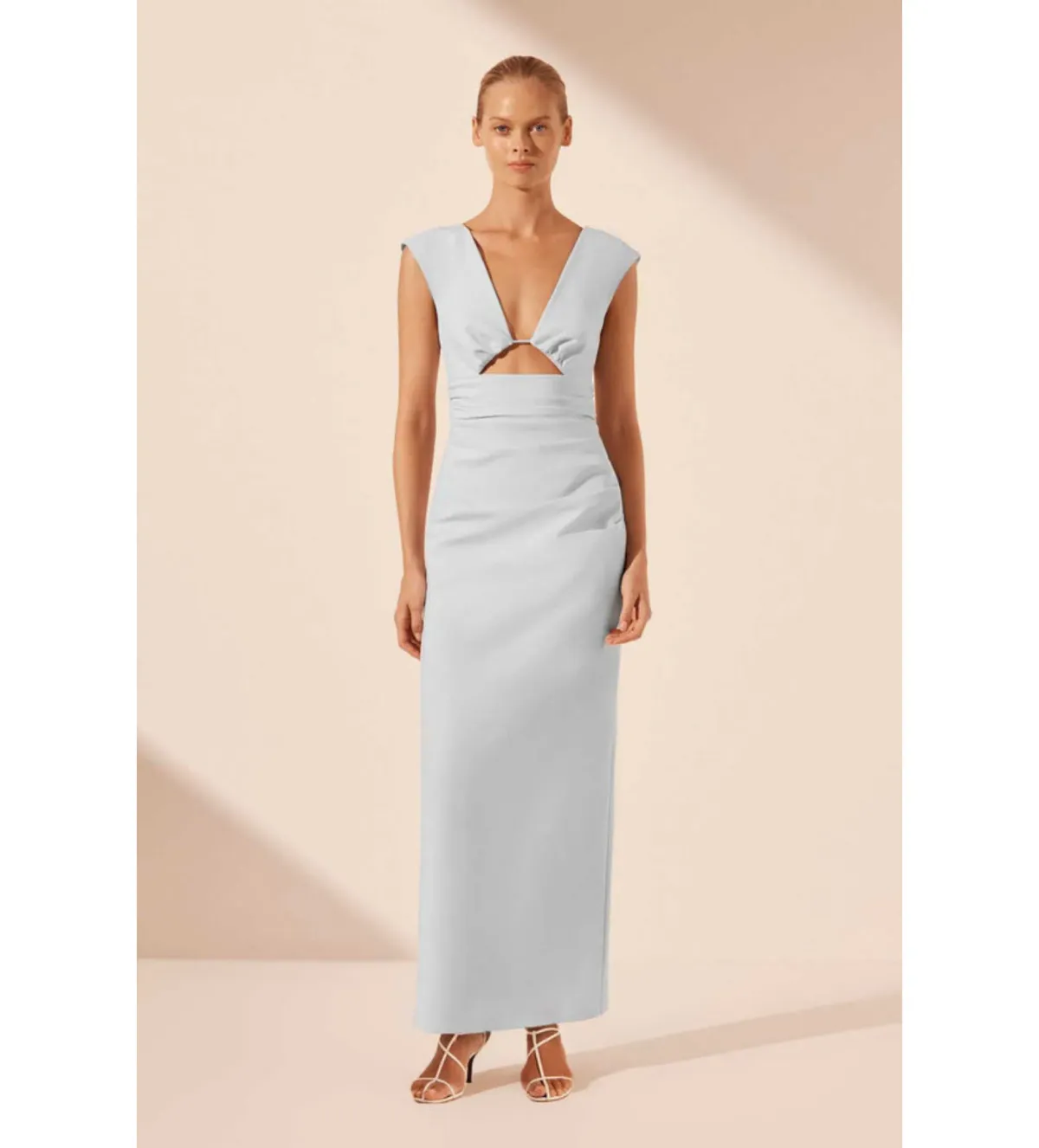 Shona Joy Lani Plunged Cut Out Maxi Dress Sky Size 8  - Image 1