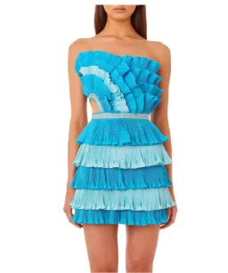 Eliya the Label Josephine Mini Ruffled Dress Blue for rent on The Volte - image 2