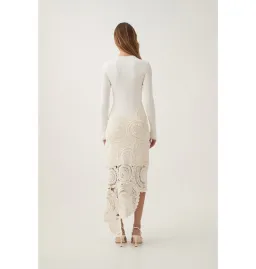 Aje Mosaic Crochet Midi Dress Ivory Size Small / AU 8 for rent on The Volte - image 4