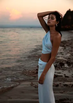 Sir The Label Iris Knot Top and Asymmetric Midi Skirt Set Light Blue Size 1 / AU 8 for rent on The Volte - image 4