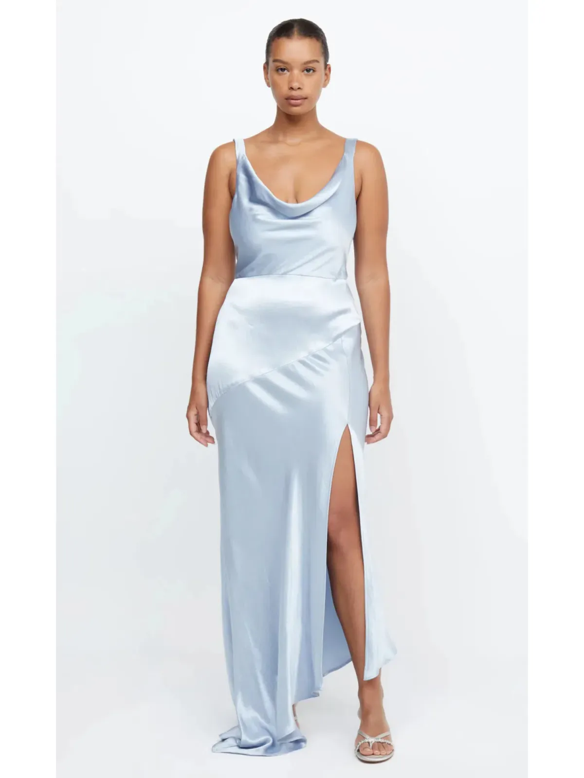 Bec & Bridge Moon Dance Cowl Neck Dress in Dusty Blue in Size 10 - Image 1