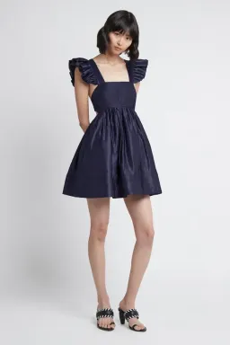 Aje Revitalise Frill Mini Dress Washed Indigo Size XS / AU 6 for rent on The Volte - image 1