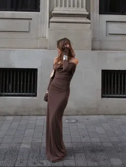 Benni Lorena Maxi Dress Ash Brown Size 8 for rent on The Volte - image 3