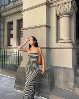 The Wolfgang Sunmor Knit Maxi Dress Black/White Size 10 for rent on The Volte - image 1